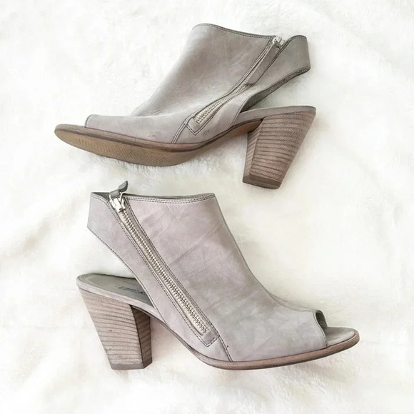 Paul Green cayanne tan taupe gray leather peep toe sandal booties size 9 - Picture 1 of 10